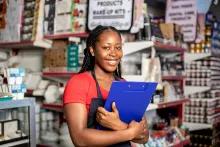 A business owner in her store
