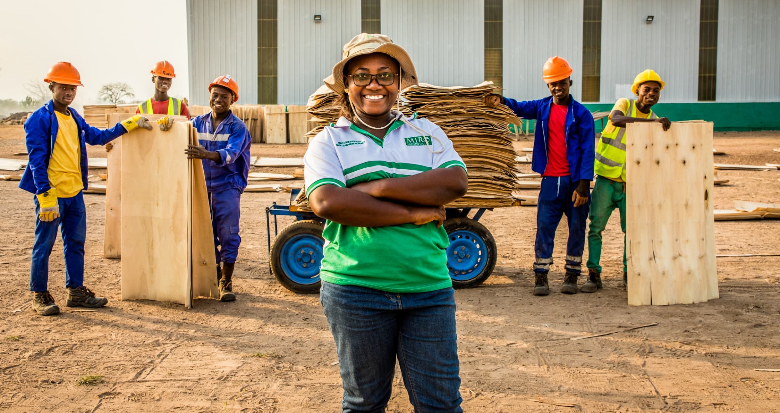 Outputs from the plywood factory. Photo courtesy of Miro Forestry