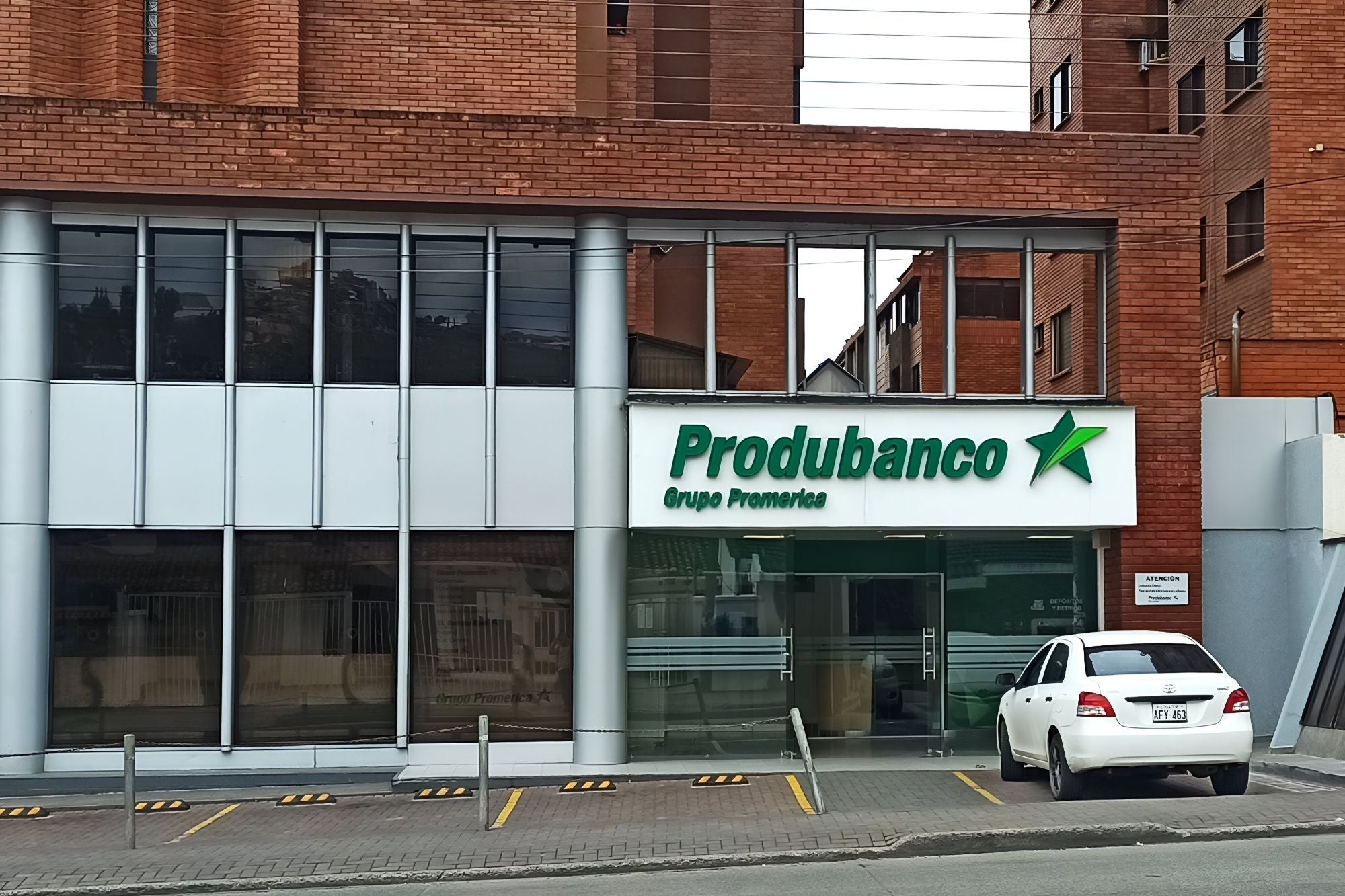 Outside view of a Produbanco branch